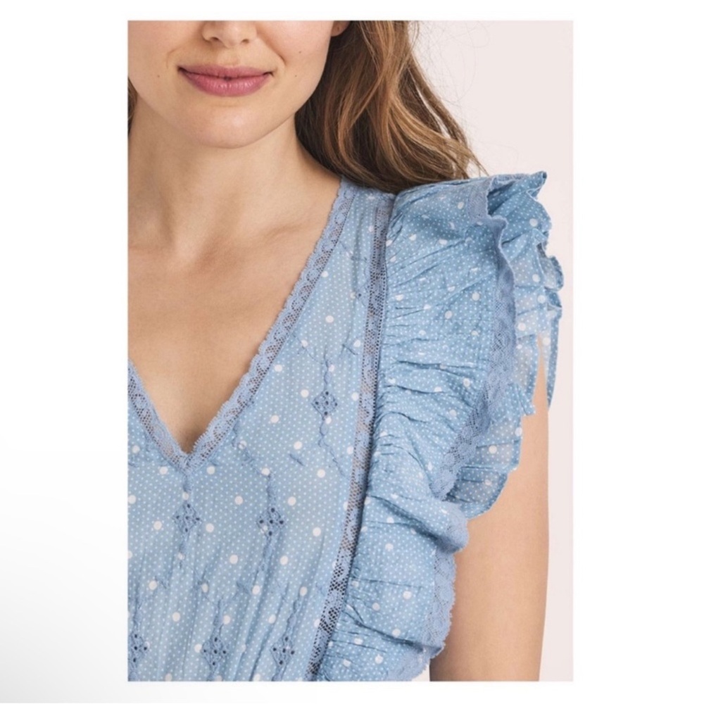 New! LoveShackFancy Corelli Polka Dot Lace Ruffle Cotton Mini Dress - Picture 4 of 12